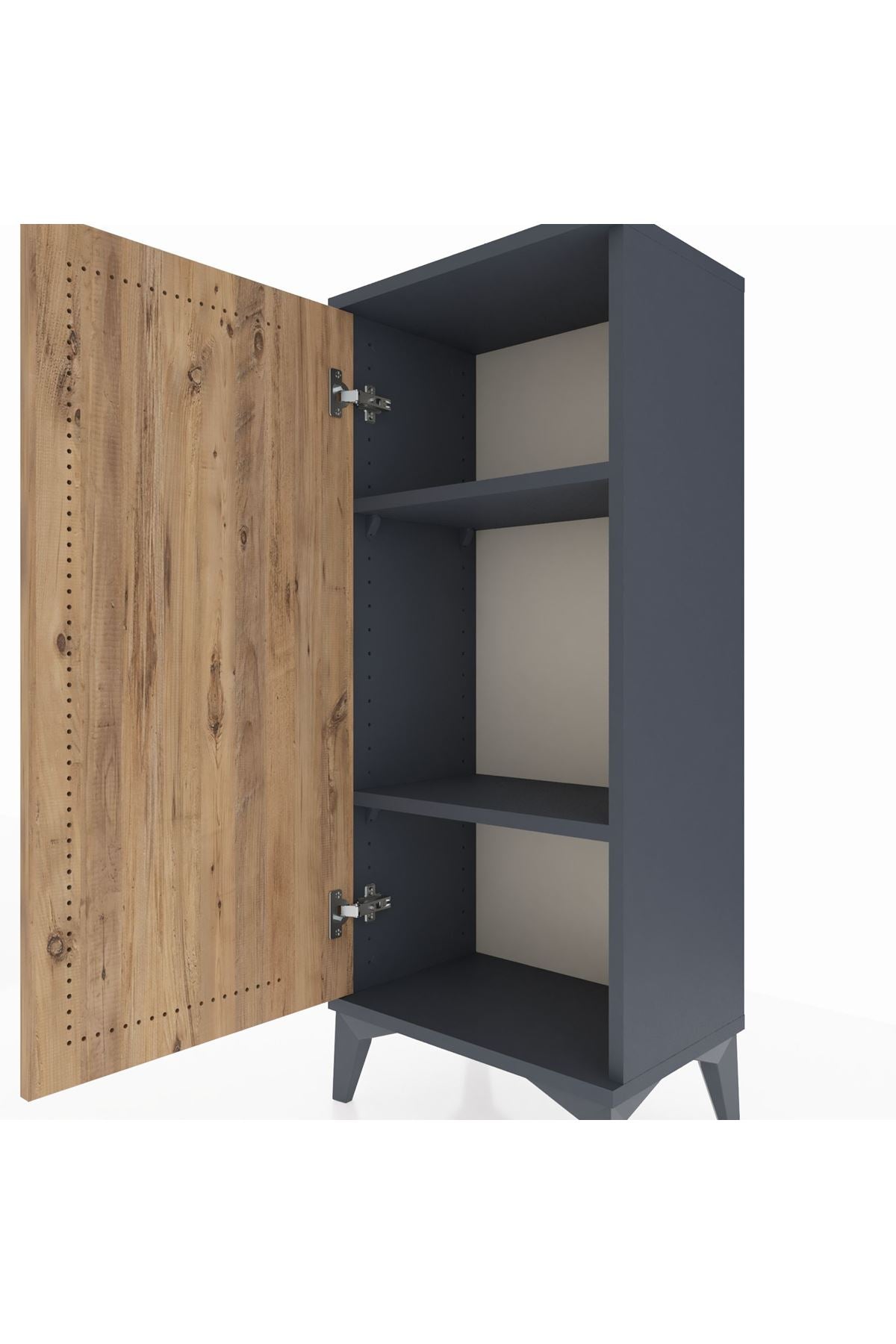 Arges Komodin 2 Raflı Tek Kapaklı 44x30x106 Antrasit-Çam