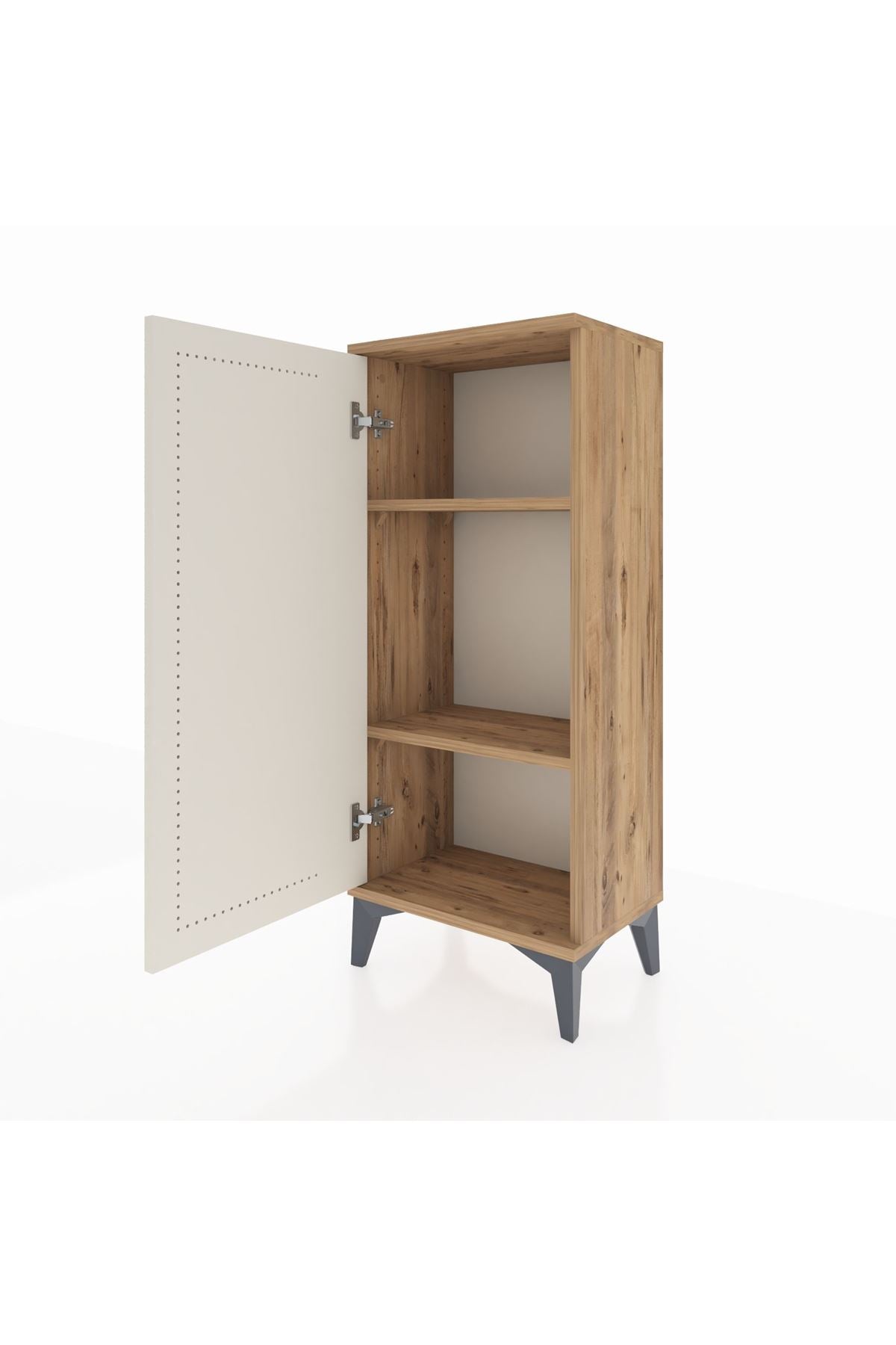 Arges Komodin 2 Raflı Tek Kapaklı 44x30x106 Çam-Aytaşı