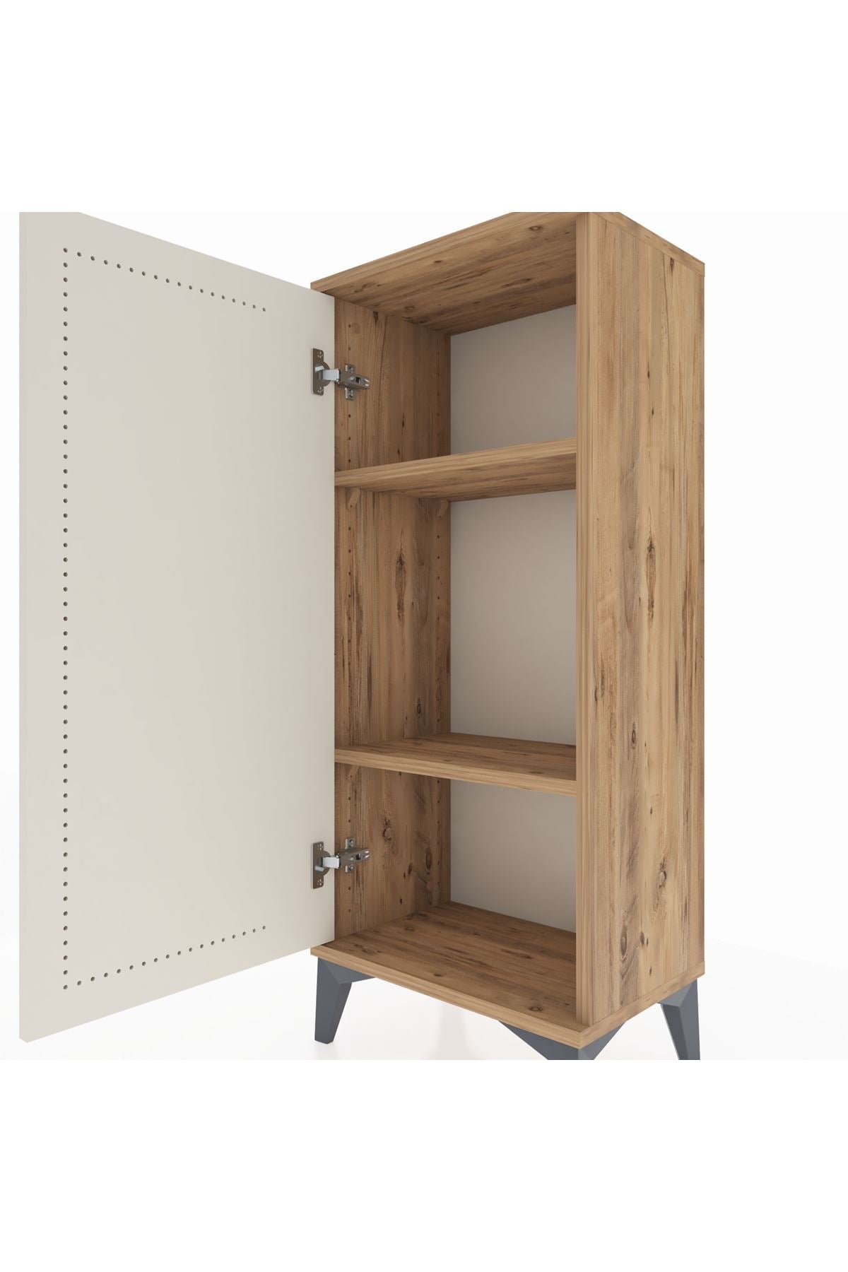 Arges Komodin 2 Raflı Tek Kapaklı 44x30x106 Çam-Aytaşı