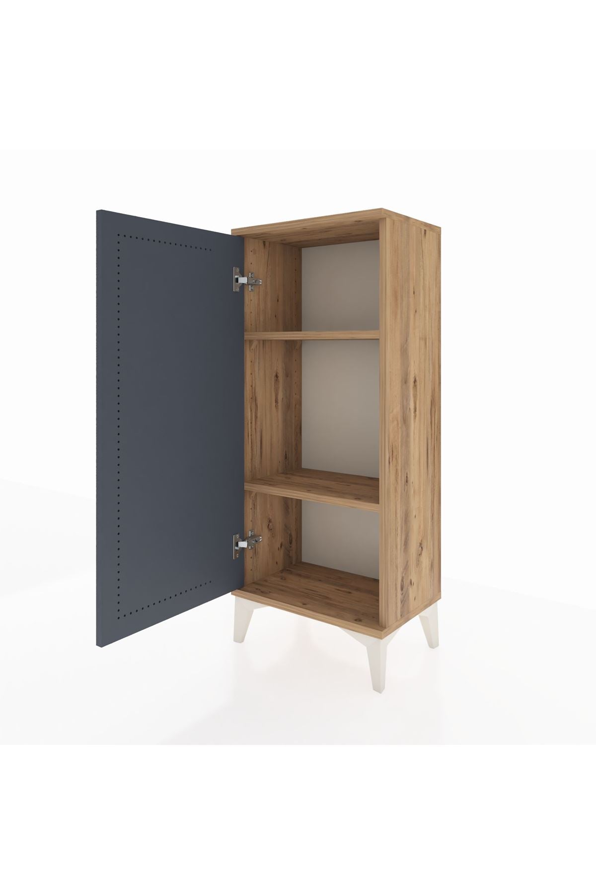 Arges Komodin 2 Raflı Tek Kapaklı 44x30x106 Çam-Antrasit