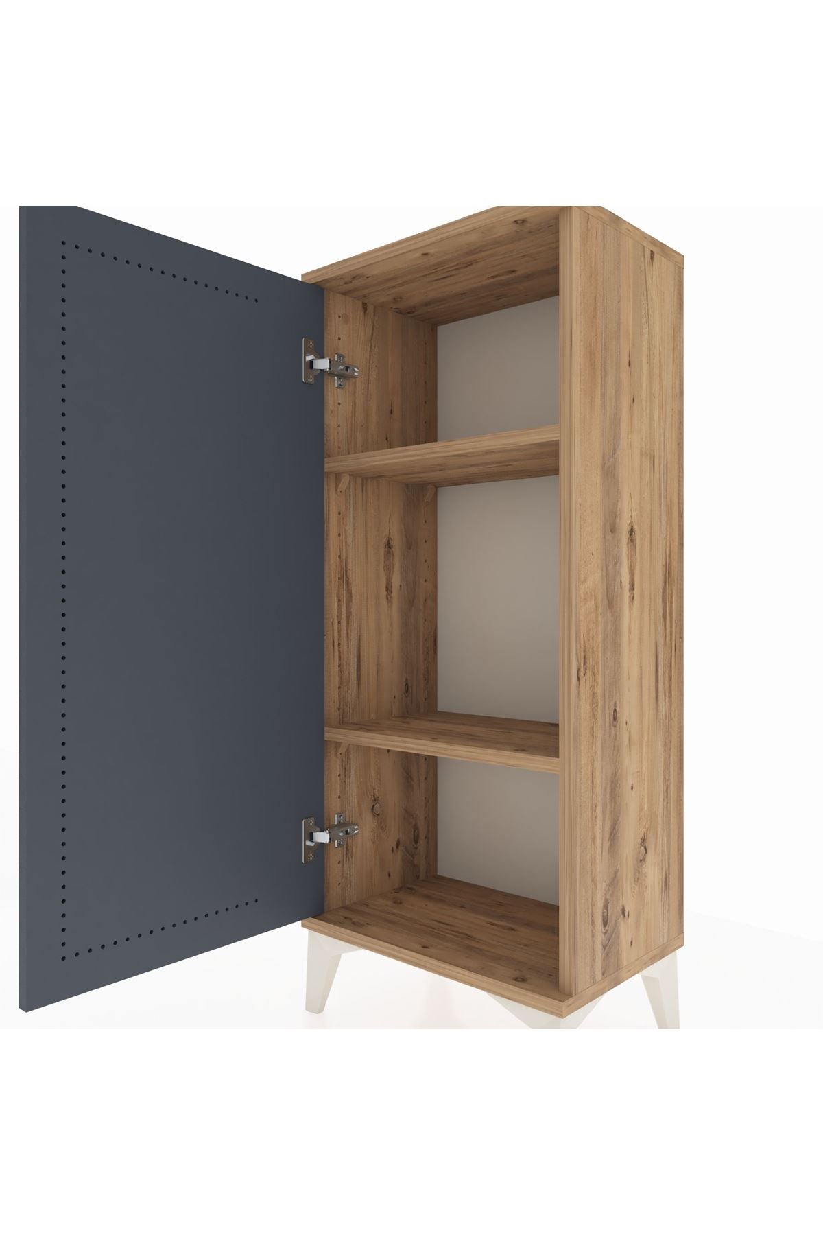 Arges Komodin 2 Raflı Tek Kapaklı 44x30x106 Çam-Antrasit