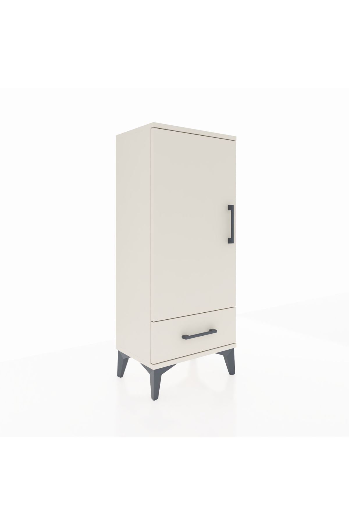 Arges Komodin 3 Raflı Tek Çekmeceli Tek Kapaklı 44x30x106 Aytaşı-Aytaşı