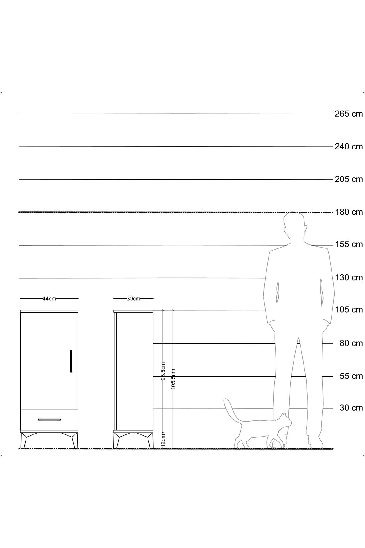 Arges Komodin 3 Raflı Tek Çekmeceli Tek Kapaklı 44x30x106 Aytaşı-Antrasit