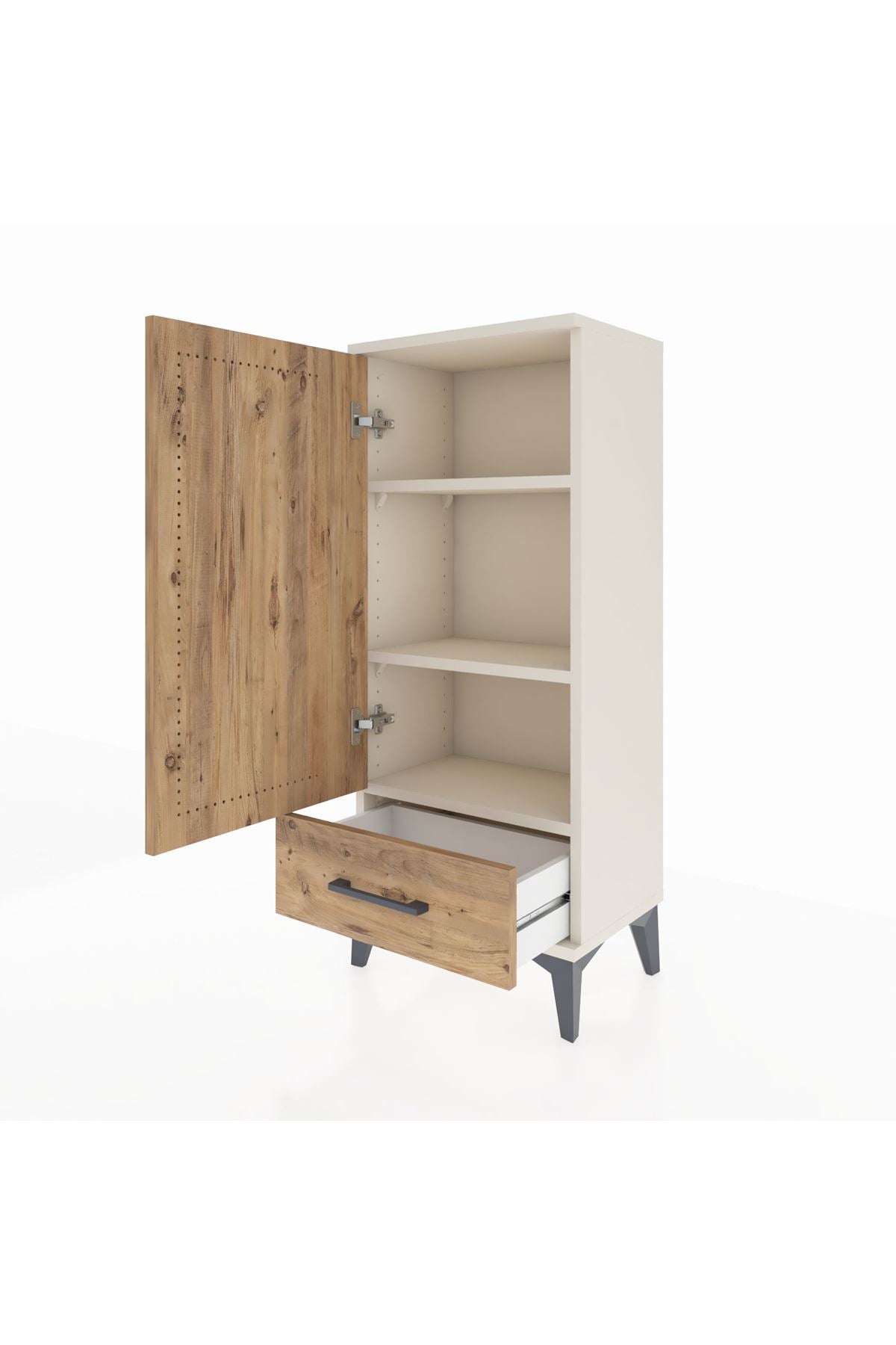 Arges Komodin 3 Raflı Tek Çekmeceli Tek Kapaklı 44x30x106 Aytaşı-Çam