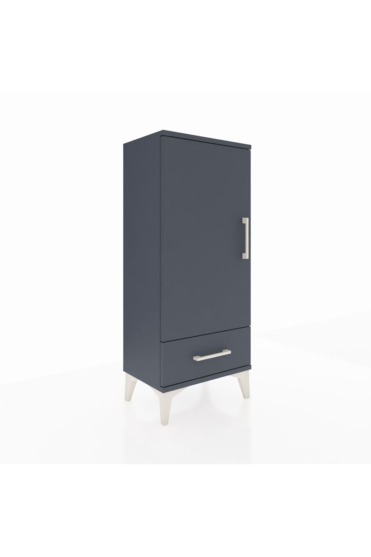 Arges Komodin 3 Raflı Tek Çekmeceli Tek Kapaklı 44x30x106 Antrasit-Antrasit