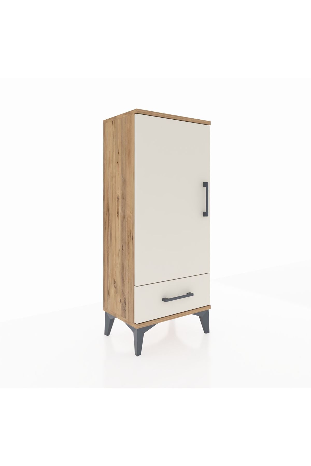 Arges Komodin 3 Raflı Tek Çekmeceli Tek Kapaklı 44x30x106 Çam-Aytaşı