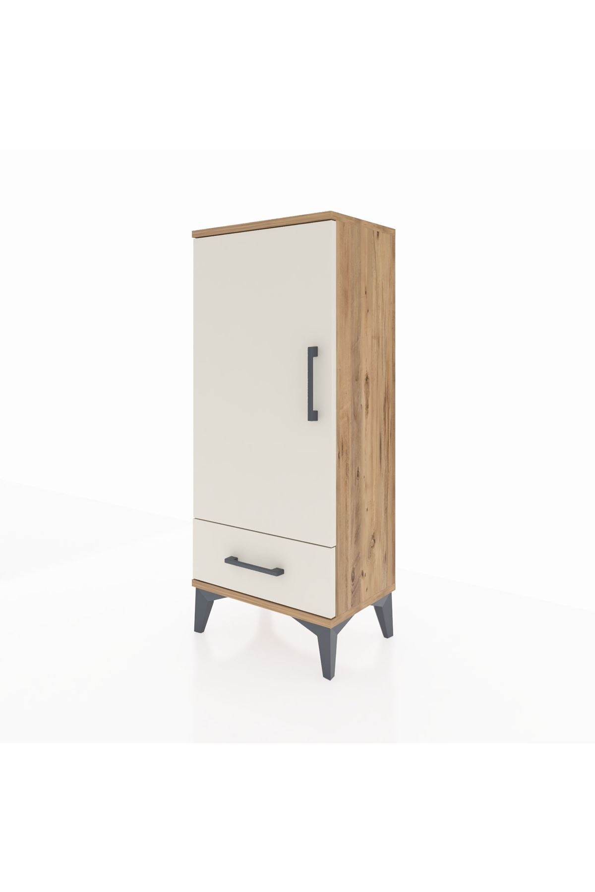 Arges Komodin 3 Raflı Tek Çekmeceli Tek Kapaklı 44x30x106 Çam-Aytaşı