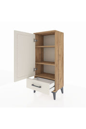 Arges Komodin 3 Raflı Tek Çekmeceli Tek Kapaklı 44x30x106 Çam-Aytaşı