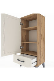 Arges Komodin 3 Raflı Tek Çekmeceli Tek Kapaklı 44x30x106 Çam-Aytaşı