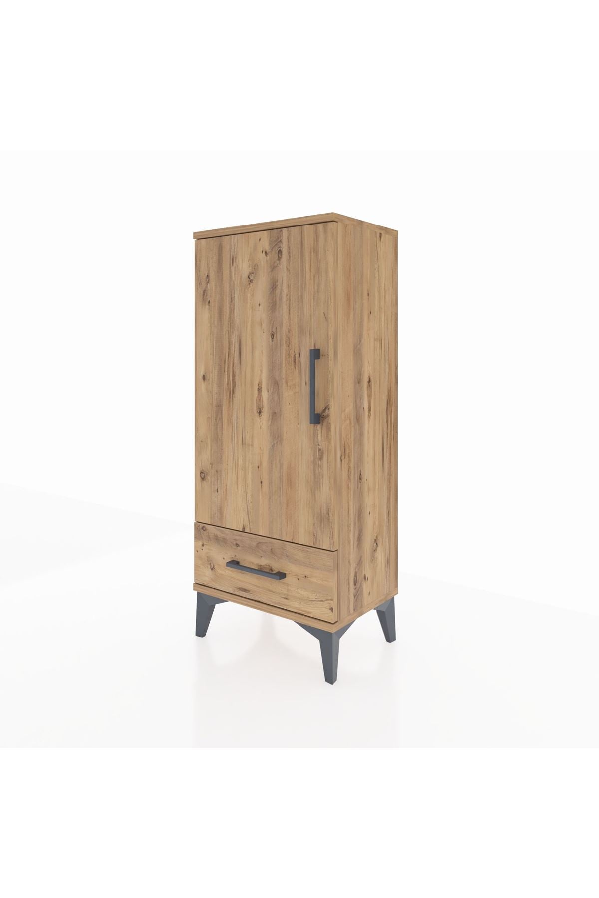 Arges Komodin 3 Raflı Tek Çekmeceli Tek Kapaklı 44x30x106 Çam-Çam