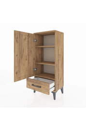 Arges Komodin 3 Raflı Tek Çekmeceli Tek Kapaklı 44x30x106 Çam-Çam