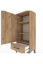 Arges Komodin 3 Raflı Tek Çekmeceli Tek Kapaklı 44x30x106 Çam-Çam