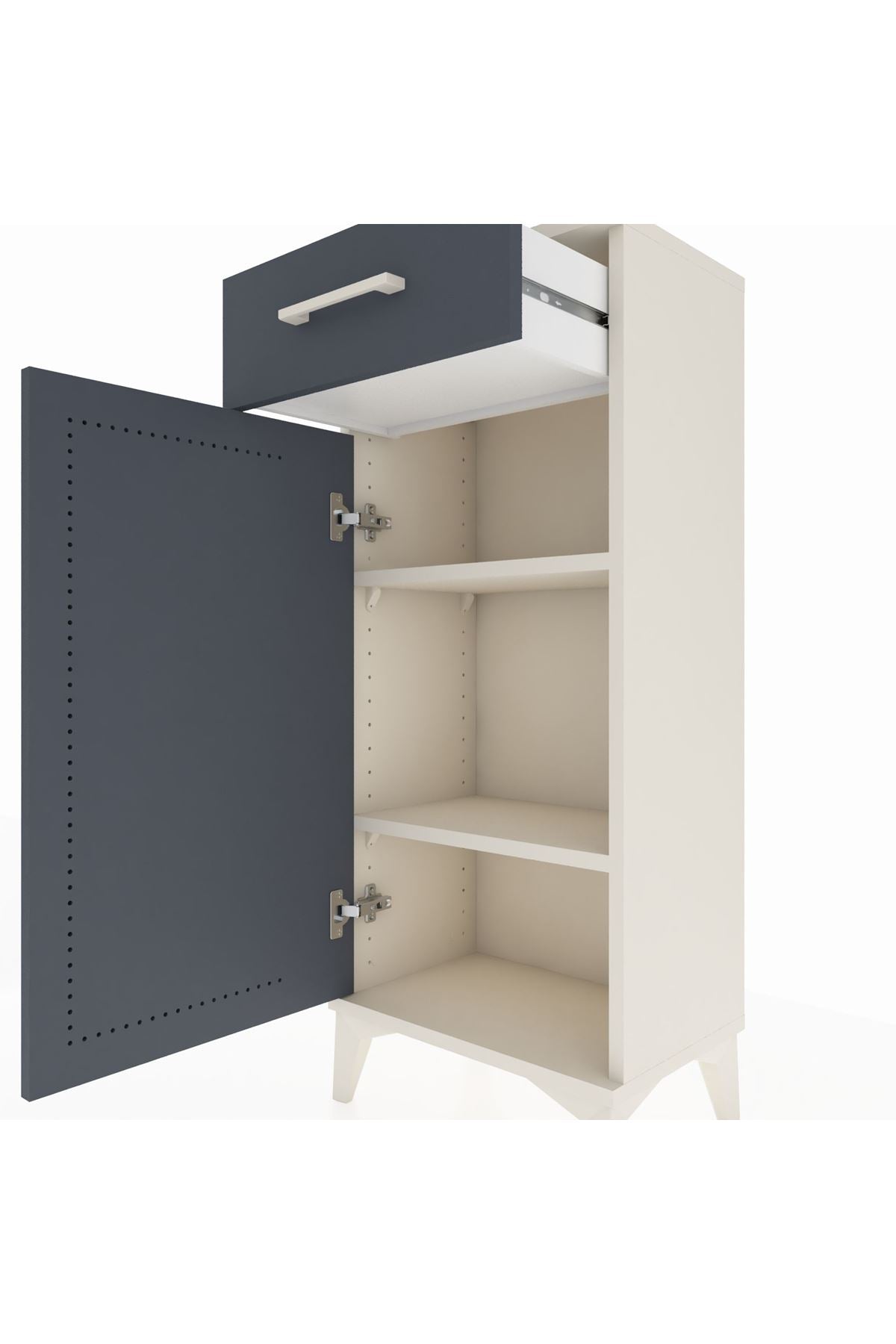 Arges Komodin 2 Raflı Tek Çekmeceli Tek Kapaklı 44x30x106 Aytaşı-Antrasit