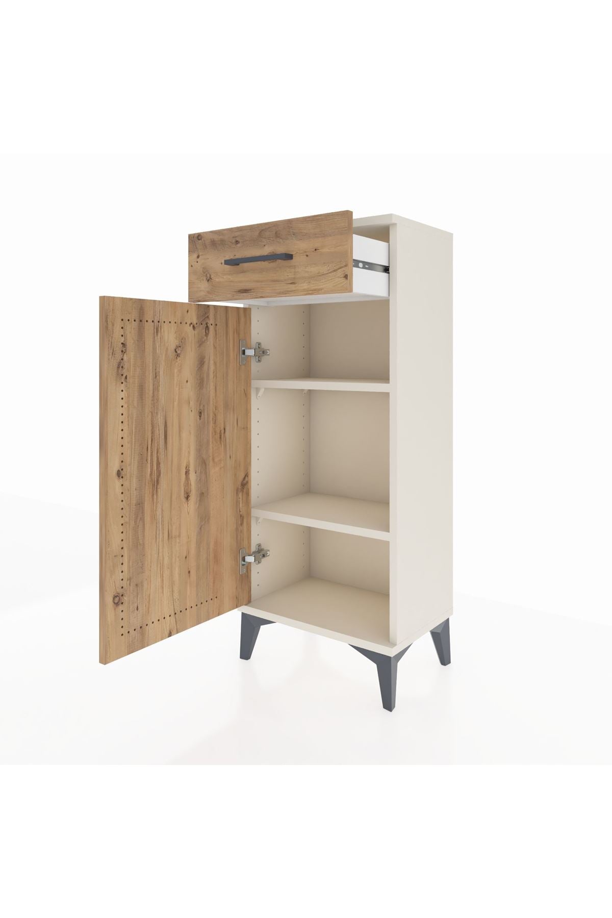 Arges Komodin 2 Raflı Tek Çekmeceli Tek Kapaklı 44x30x106 Aytaşı-Çam