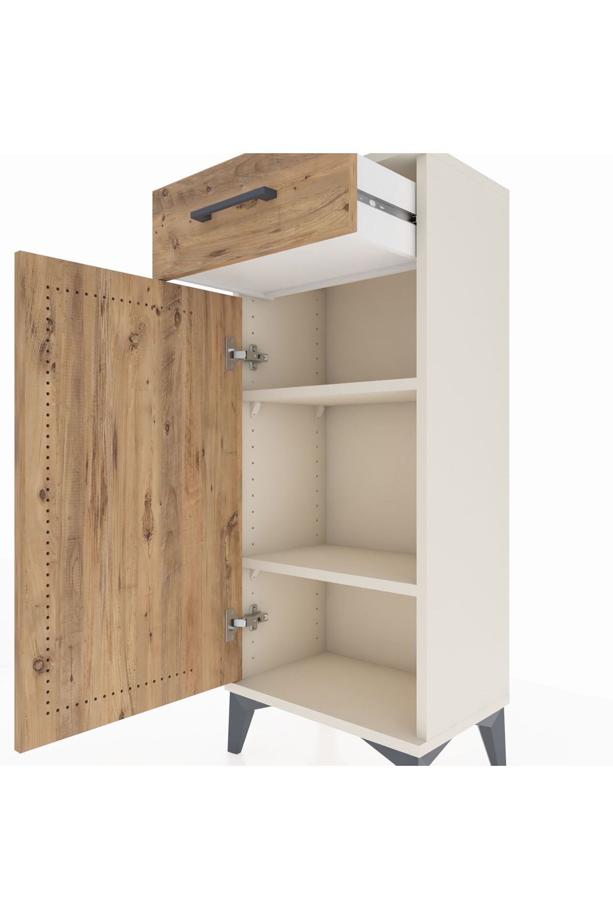 Arges Komodin 2 Raflı Tek Çekmeceli Tek Kapaklı 44x30x106 Aytaşı-Çam