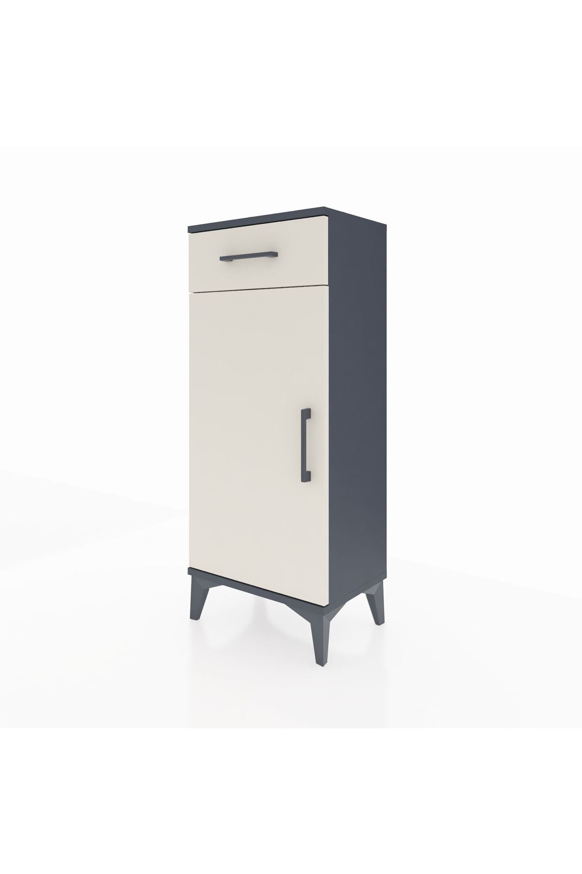 Arges Komodin 2 Raflı Tek Çekmeceli Tek Kapaklı 44x30x106 Antrasit-Aytaşı