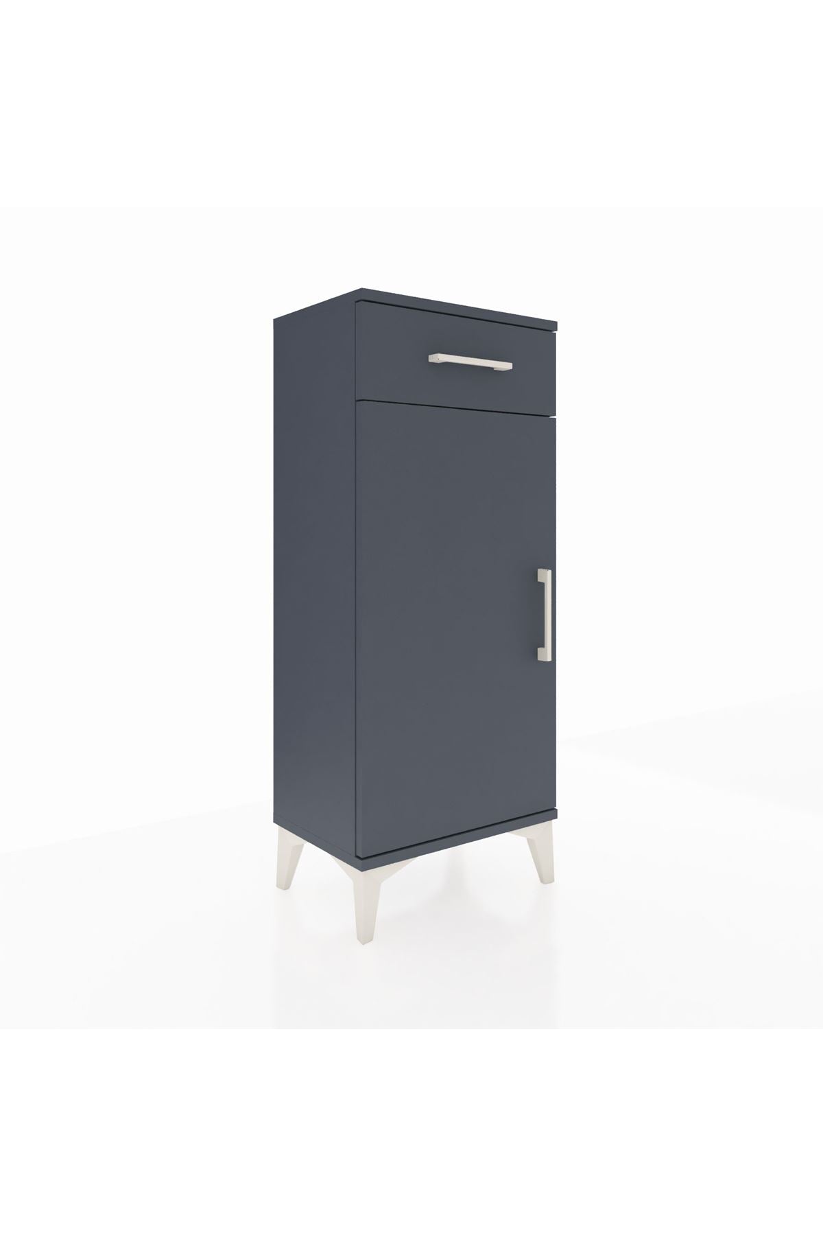 Arges Komodin 2 Raflı Tek Çekmeceli Tek Kapaklı 44x30x106 Antrasit-Antrasit