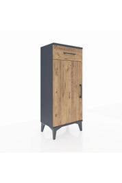 Arges Komodin 2 Raflı Tek Çekmeceli Tek Kapaklı 44x30x106 Antrasit-Çam