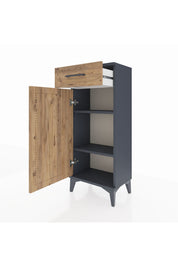 Arges Komodin 2 Raflı Tek Çekmeceli Tek Kapaklı 44x30x106 Antrasit-Çam