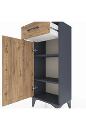 Arges Komodin 2 Raflı Tek Çekmeceli Tek Kapaklı 44x30x106 Antrasit-Çam