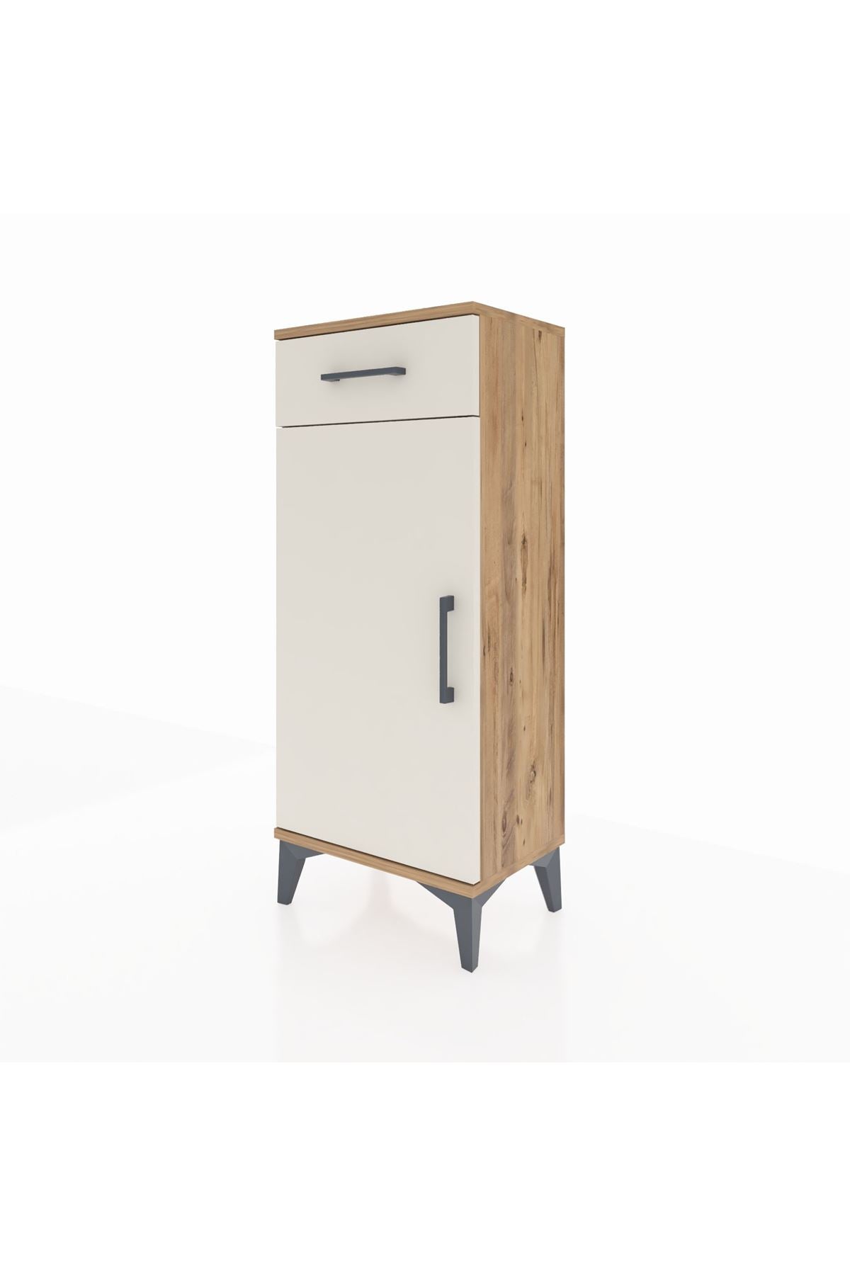 Arges Komodin 2 Raflı Tek Çekmeceli Tek Kapaklı 44x30x106 Çam-Aytaşı