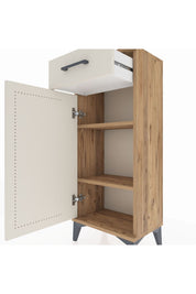 Arges Komodin 2 Raflı Tek Çekmeceli Tek Kapaklı 44x30x106 Çam-Aytaşı