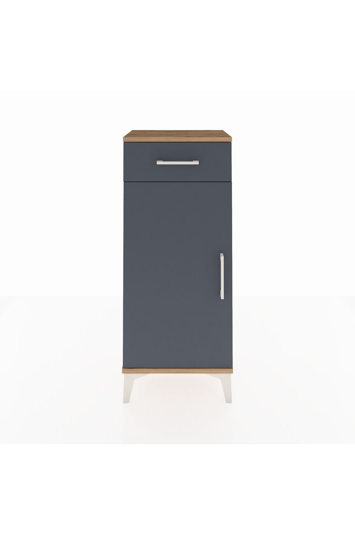 Arges Komodin 2 Raflı Tek Çekmeceli Tek Kapaklı 44x30x106 Çam-Antrasit