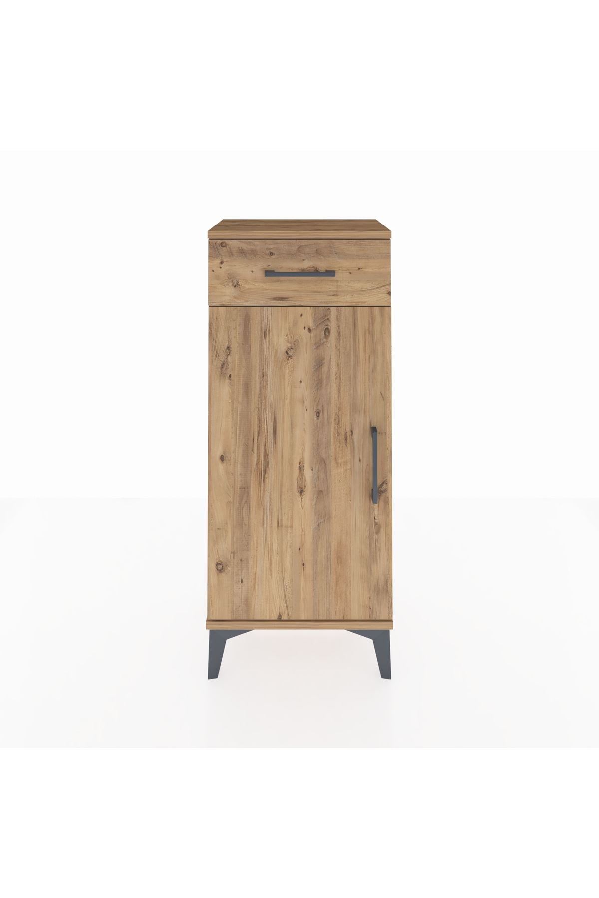 Arges Komodin 2 Raflı Tek Çekmeceli Tek Kapaklı 44x30x106 Çam-Çam