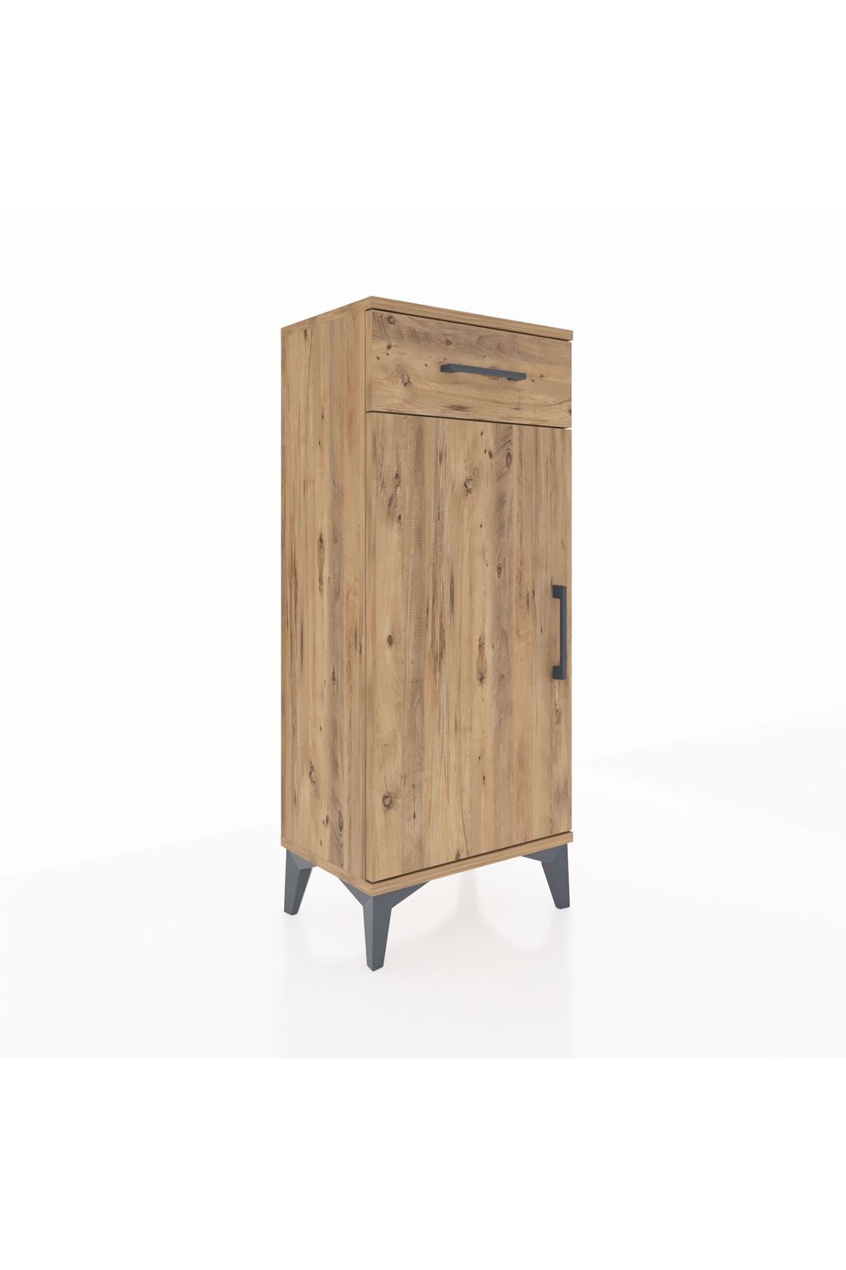 Arges Komodin 2 Raflı Tek Çekmeceli Tek Kapaklı 44x30x106 Çam-Çam