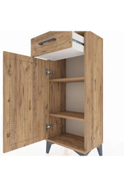 Arges Komodin 2 Raflı Tek Çekmeceli Tek Kapaklı 44x30x106 Çam-Çam