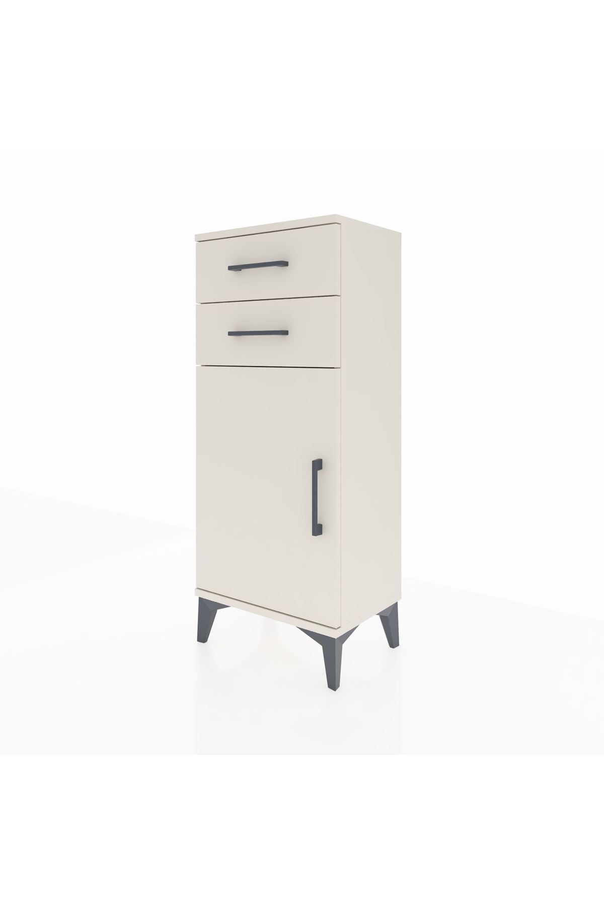 Arges Komodin Tek Raflı 2 Çekmeceli Tek Kapaklı 44x30x106 Aytaşı-Aytaşı