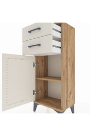 Arges Komodin Tek Raflı 2 Çekmeceli Tek Kapaklı 44x30x106 Çam-Aytaşı