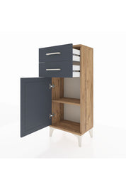 Arges Komodin Tek Raflı 2 Çekmeceli Tek Kapaklı 44x30x106 Çam-Antrasit