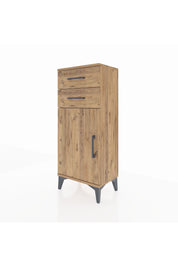 Arges Komodin Tek Raflı 2 Çekmeceli Tek Kapaklı 44x30x106 Çam-Çam