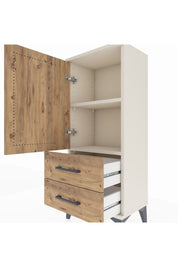 Arges Komodin 2 Raflı 2 Çekmeceli Tek Kapaklı 44x30x106 Aytaşı-Çam