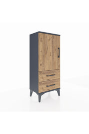 Arges Komodin 2 Raflı 2 Çekmeceli Tek Kapaklı 44x30x106 Antrasit-Çam