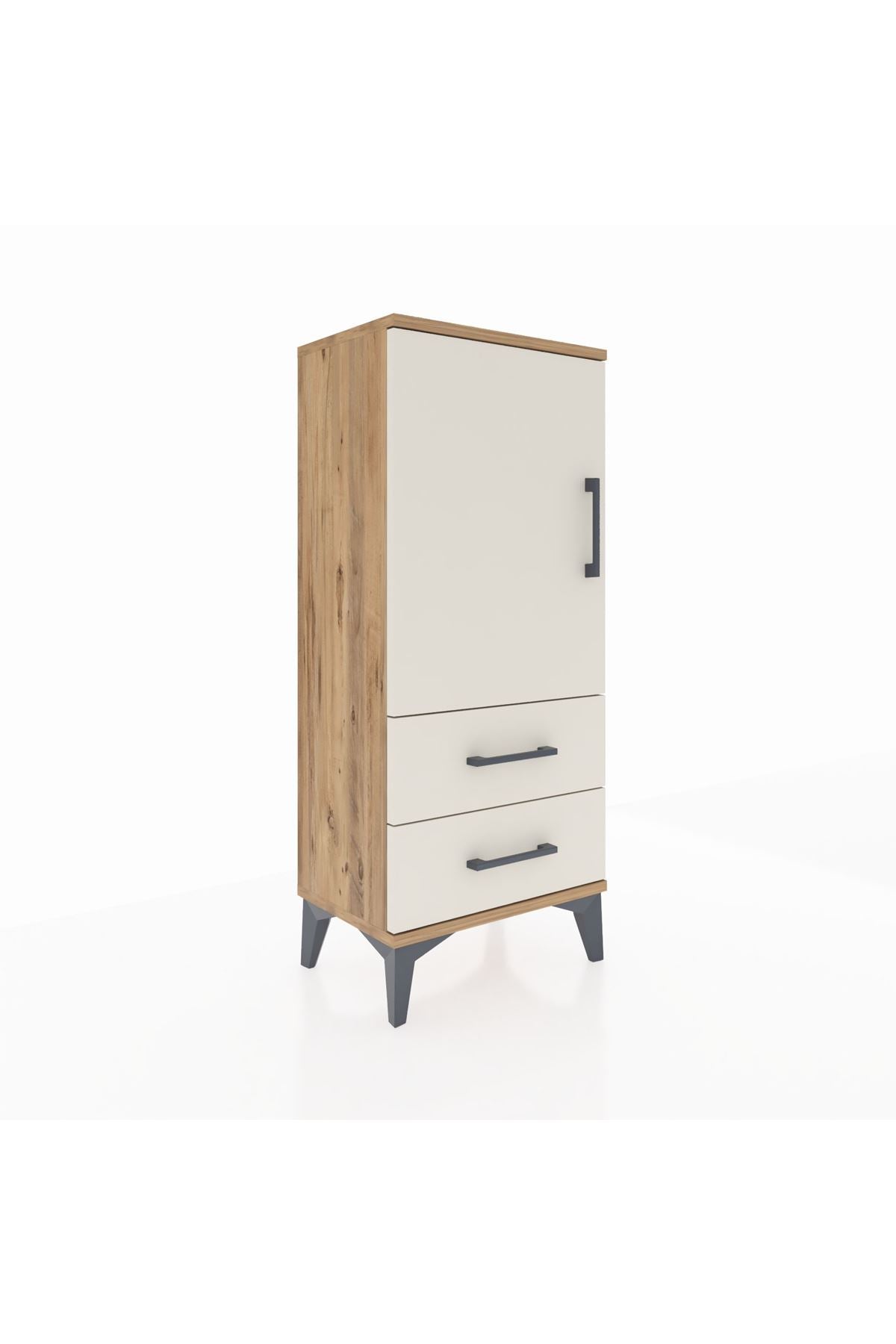 Arges Komodin 2 Raflı 2 Çekmeceli Tek Kapaklı 44x30x106 Çam-Aytaşı