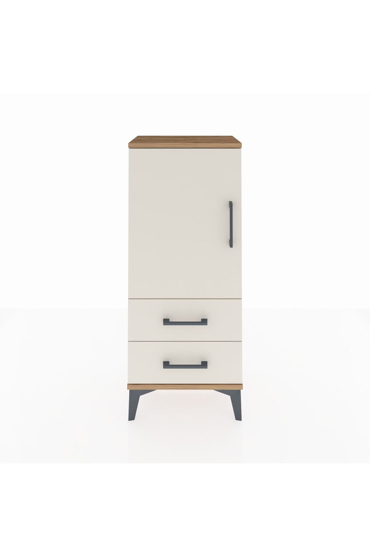 Arges Komodin 2 Raflı 2 Çekmeceli Tek Kapaklı 44x30x106 Çam-Aytaşı