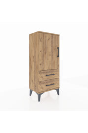 Arges Komodin 2 Raflı 2 Çekmeceli Tek Kapaklı 44x30x106 Çam-Çam