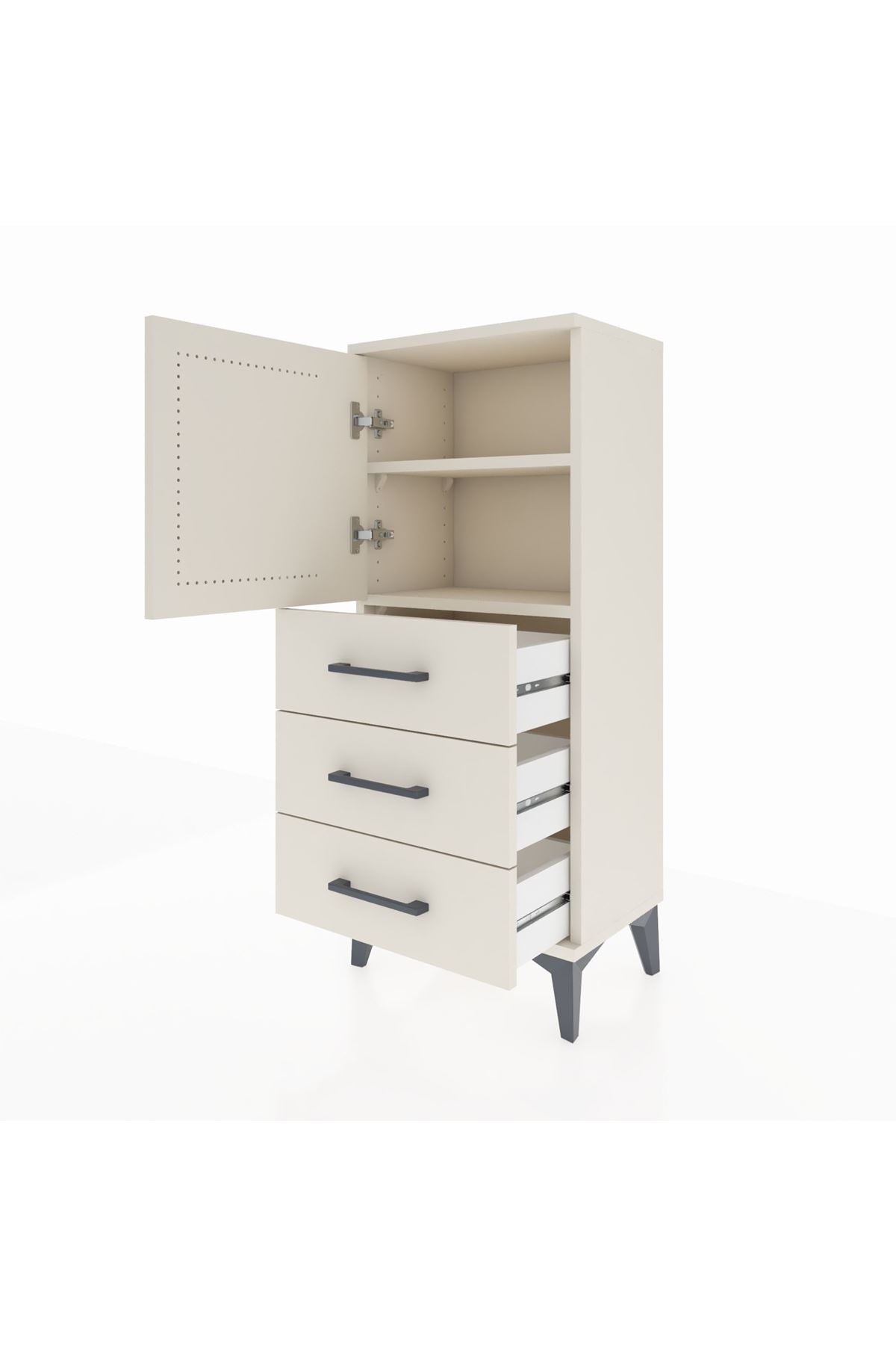 Arges Komodin 2 Raflı 3 Çekmeceli Tek Kapaklı 44x30x106 Aytaşı-Aytaşı