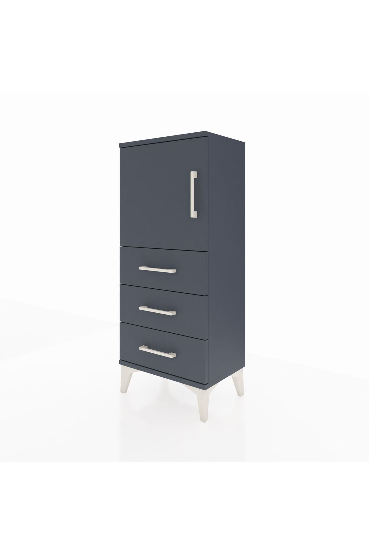 Arges Komodin 2 Raflı 3 Çekmeceli Tek Kapaklı 44x30x106 Antrasit-Antrasit