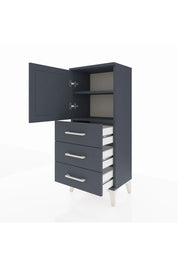 Arges Komodin 2 Raflı 3 Çekmeceli Tek Kapaklı 44x30x106 Antrasit-Antrasit
