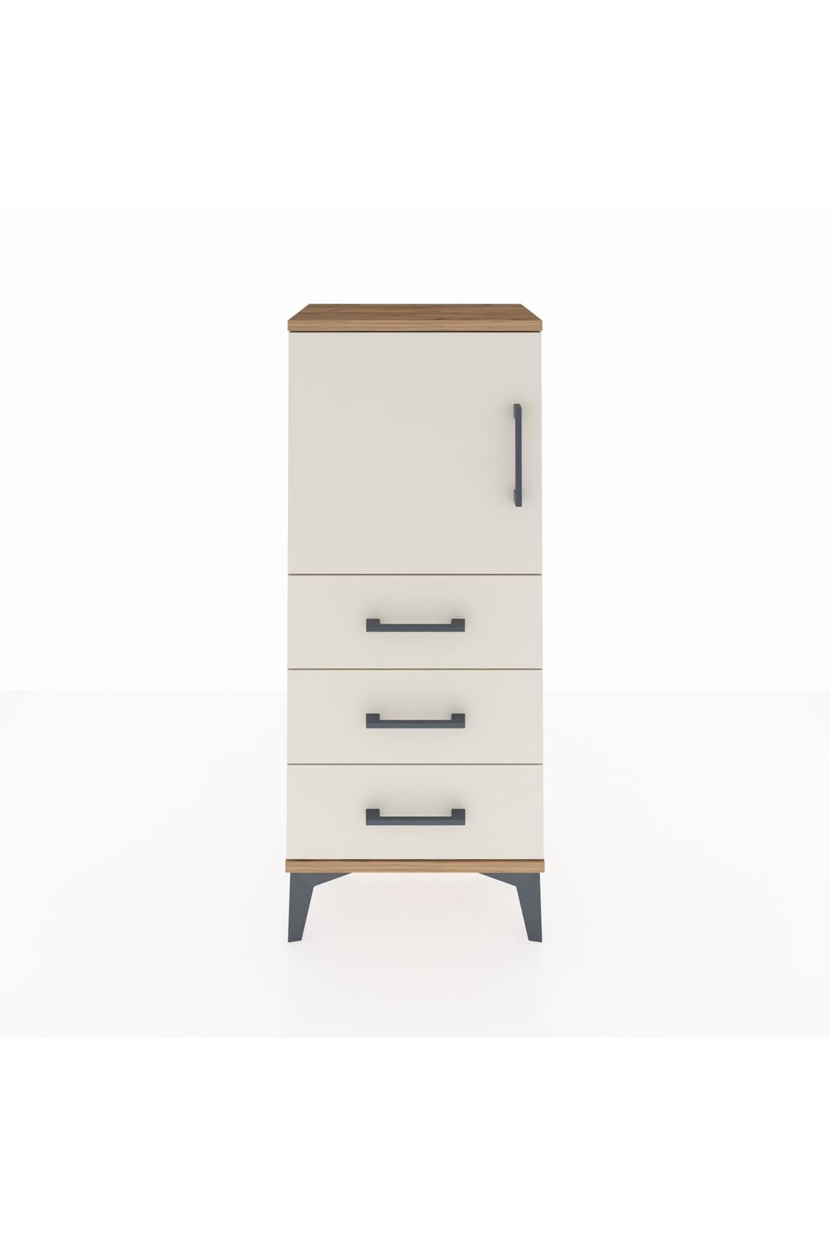 Arges Komodin 2 Raflı 3 Çekmeceli Tek Kapaklı 44x30x106 Çam-Aytaşı