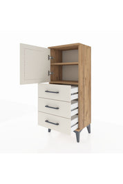 Arges Komodin 2 Raflı 3 Çekmeceli Tek Kapaklı 44x30x106 Çam-Aytaşı