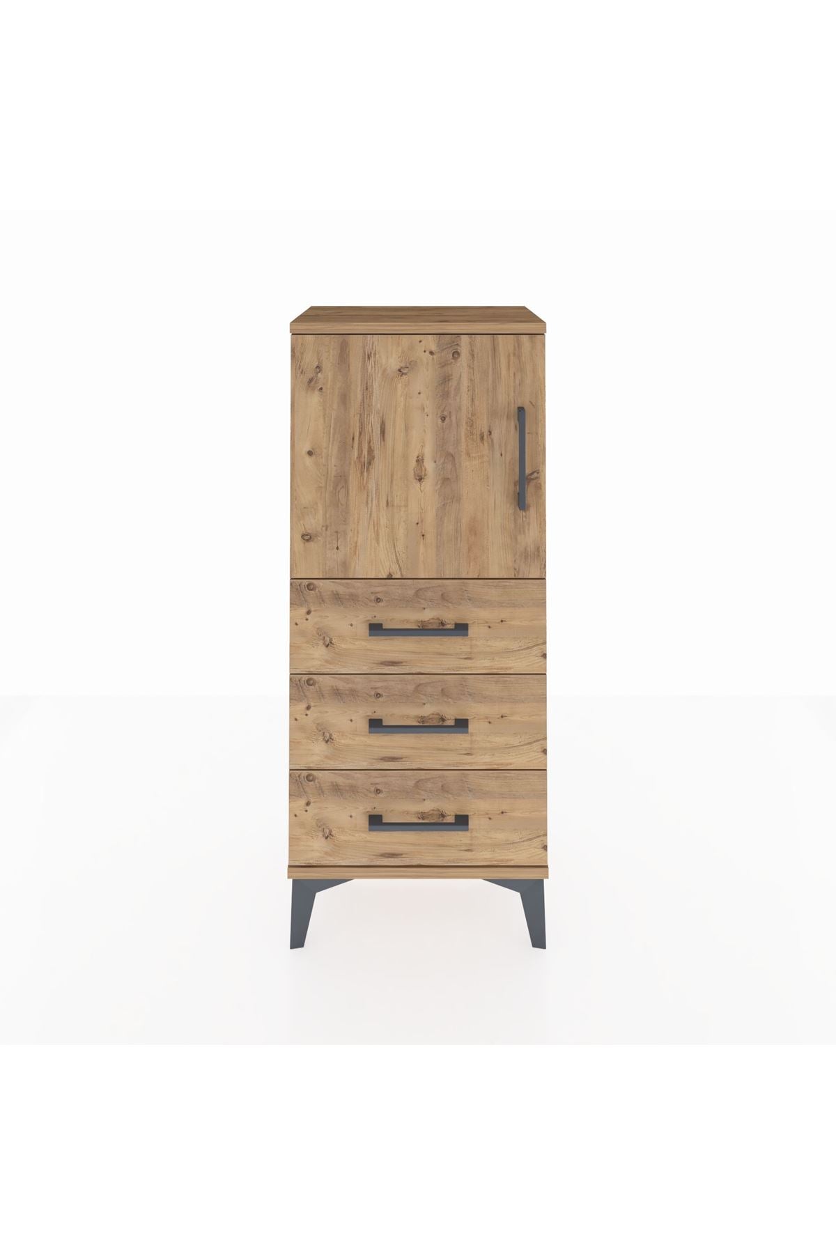 Arges Komodin 2 Raflı 3 Çekmeceli Tek Kapaklı 44x30x106 Çam-Çam