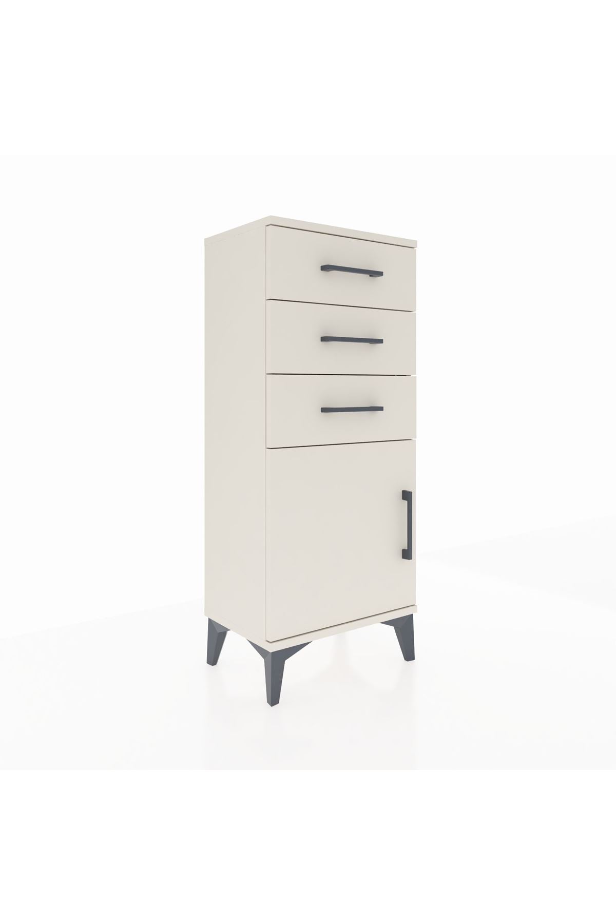 Arges Komodin Tek Raflı 3 Çekmeceli Tek Kapaklı 44x30x106 Aytaşı-Aytaşı