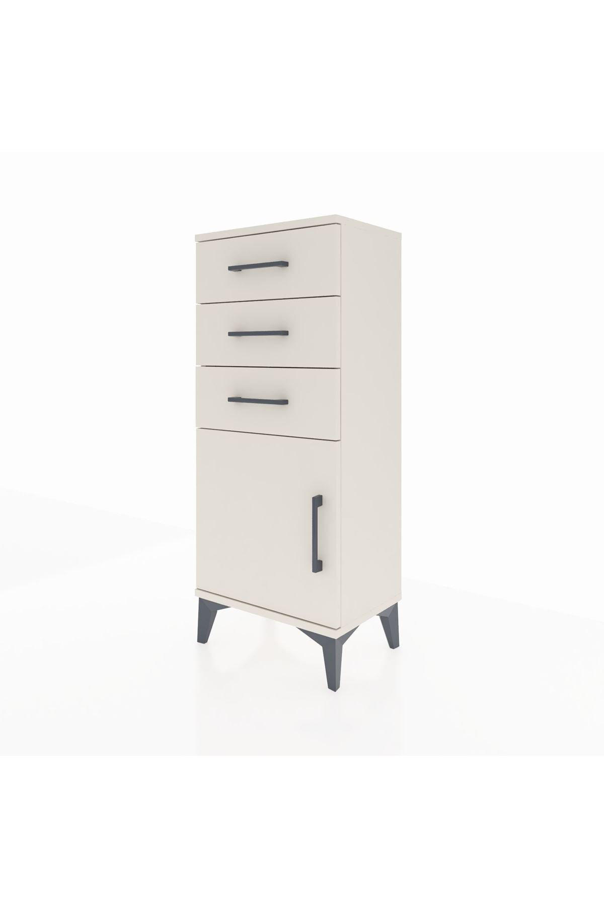 Arges Komodin Tek Raflı 3 Çekmeceli Tek Kapaklı 44x30x106 Aytaşı-Aytaşı