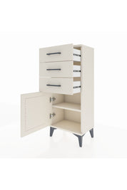 Arges Komodin Tek Raflı 3 Çekmeceli Tek Kapaklı 44x30x106 Aytaşı-Aytaşı