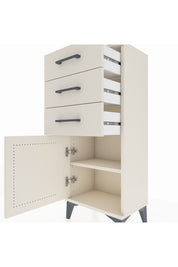 Arges Komodin Tek Raflı 3 Çekmeceli Tek Kapaklı 44x30x106 Aytaşı-Aytaşı