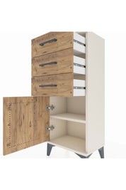 Arges Komodin Tek Raflı 3 Çekmeceli Tek Kapaklı 44x30x106 Aytaşı-Çam